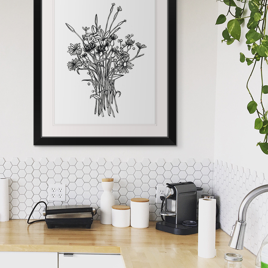 Black & White Bouquet I Wall Art by Emma Scarvey